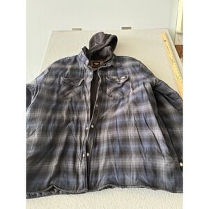 Dickies Jacket Mens 2XL Gray Plaid Flannel Hooded Full Zip Quilted Lined